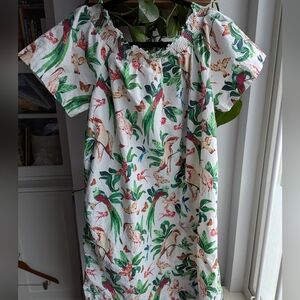 🦜 Ann Taylor Factory | Tropical Bird Print Smocked Mini Dress